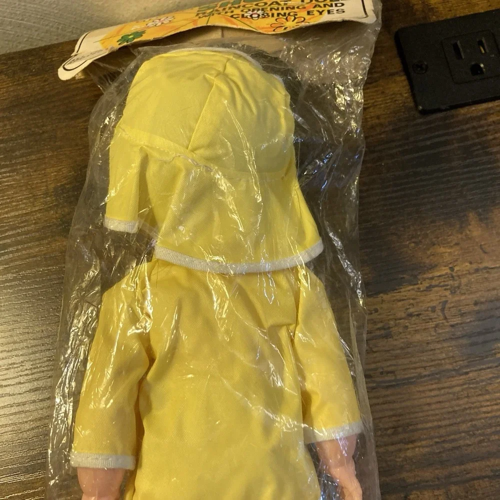 Rare NIP Mego Raincoat Doll 1970s Eye Open Close Vinyl Rooted Hair Galoshes Girl